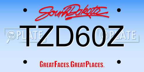 TZD60Z South Dakota License Plate