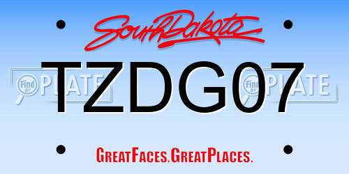 TZDG07 South Dakota License Plate