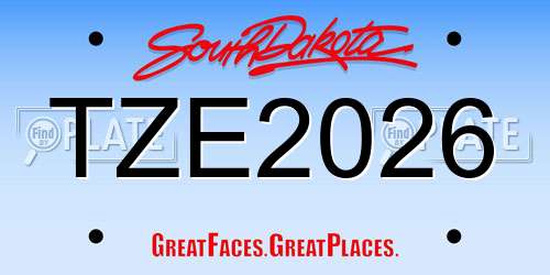TZE2026 South Dakota License Plate