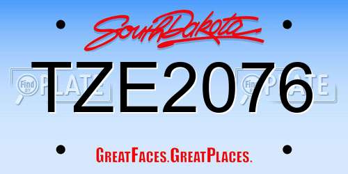 TZE2076 South Dakota License Plate