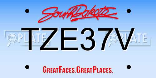 TZE37V South Dakota License Plate