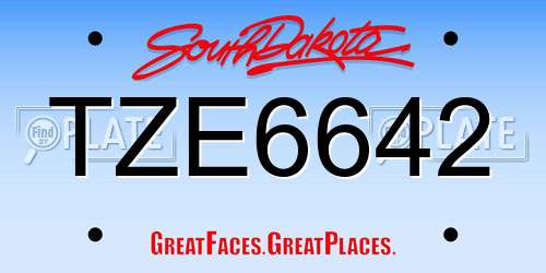 TZE6642 South Dakota License Plate