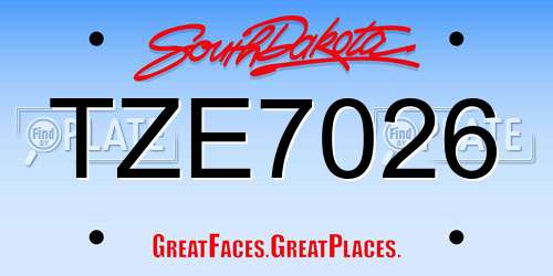 TZE7026 South Dakota License Plate