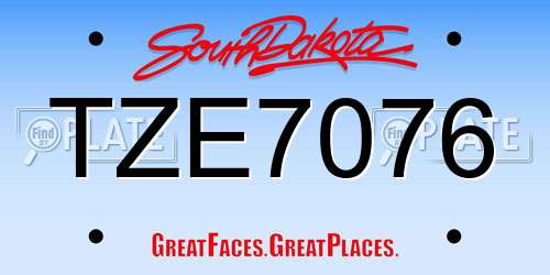 TZE7076 South Dakota License Plate