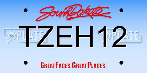 TZEH12 South Dakota License Plate