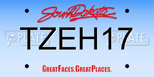 TZEH17 South Dakota License Plate