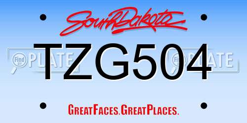 TZG504 South Dakota License Plate