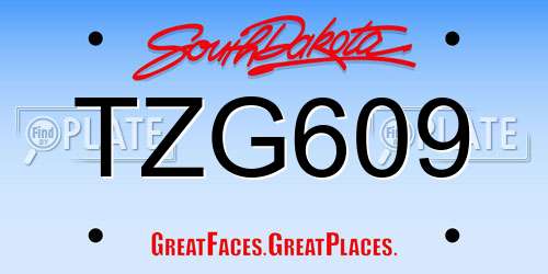 TZG609 South Dakota License Plate