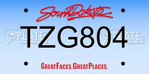 TZG804 South Dakota License Plate