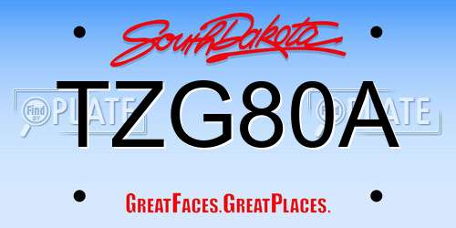 TZG80A South Dakota License Plate