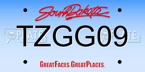 TZGG09 South Dakota License Plate