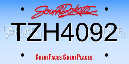 TZH4092 South Dakota License Plate