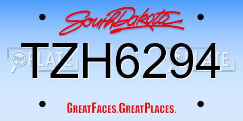 TZH6294 South Dakota License Plate