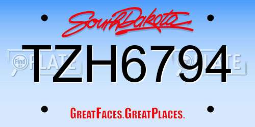 TZH6794 South Dakota License Plate