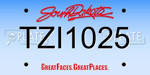 TZI1025 South Dakota License Plate