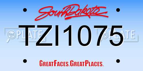 TZI1075 South Dakota License Plate