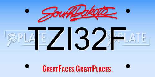 TZI32F South Dakota License Plate