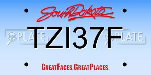 TZI37F South Dakota License Plate