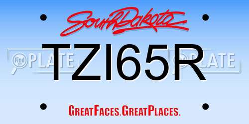 TZI65R South Dakota License Plate