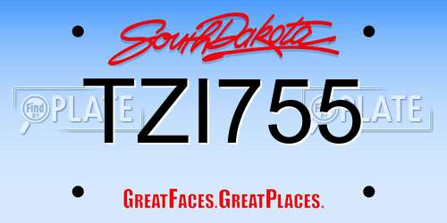 TZI755 South Dakota License Plate