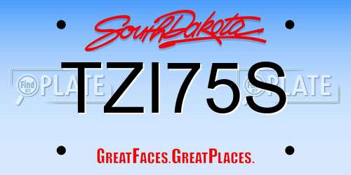 TZI75S South Dakota License Plate