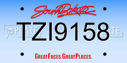 TZI9158 South Dakota License Plate