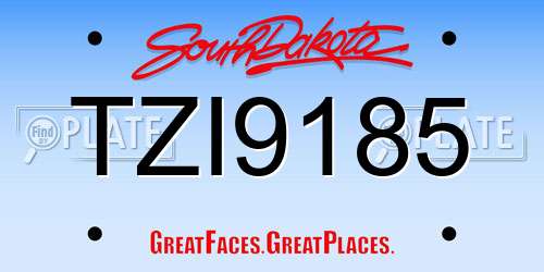 TZI9185 South Dakota License Plate