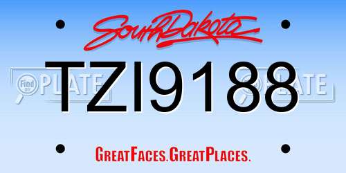 TZI9188 South Dakota License Plate