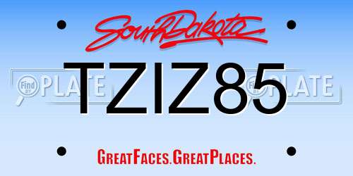 TZIZ85 South Dakota License Plate