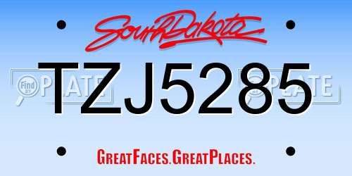 TZJ5285 South Dakota License Plate