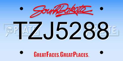 TZJ5288 South Dakota License Plate