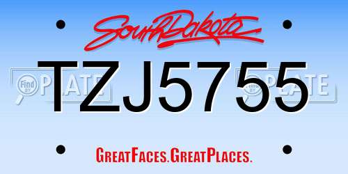 TZJ5755 South Dakota License Plate