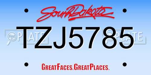 TZJ5785 South Dakota License Plate