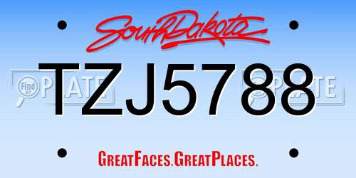 TZJ5788 South Dakota License Plate
