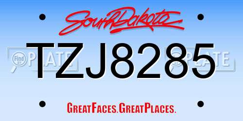 TZJ8285 South Dakota License Plate