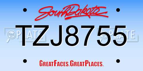 TZJ8755 South Dakota License Plate
