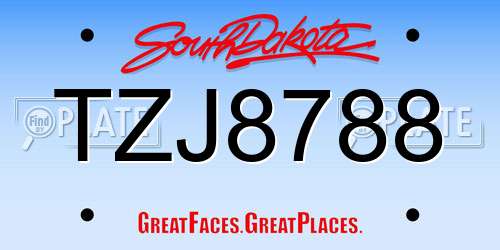 TZJ8788 South Dakota License Plate