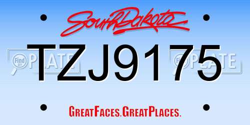 TZJ9175 South Dakota License Plate