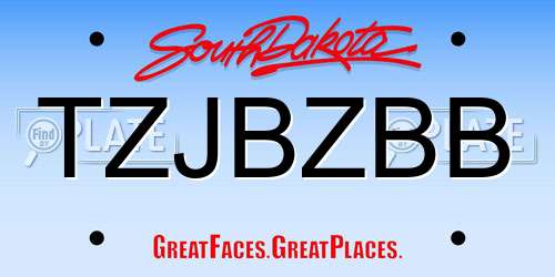 TZJBZBB South Dakota License Plate
