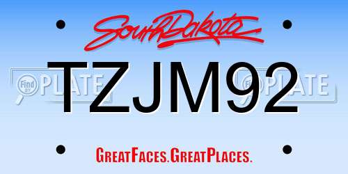 TZJM92 South Dakota License Plate