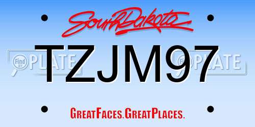 TZJM97 South Dakota License Plate