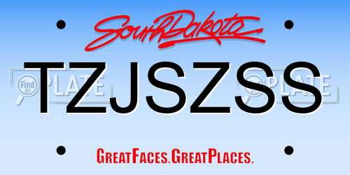 TZJSZSS South Dakota License Plate
