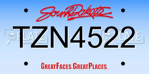 TZN4522 South Dakota License Plate