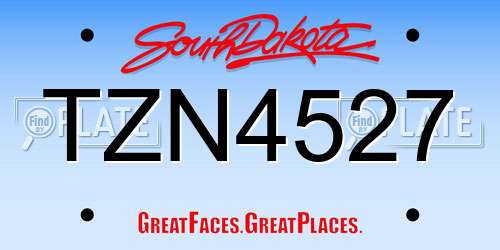 TZN4527 South Dakota License Plate