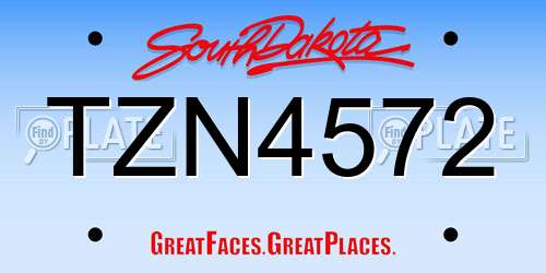 TZN4572 South Dakota License Plate