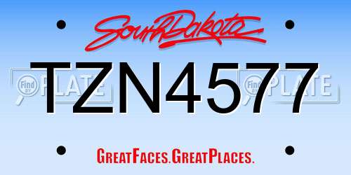 TZN4577 South Dakota License Plate
