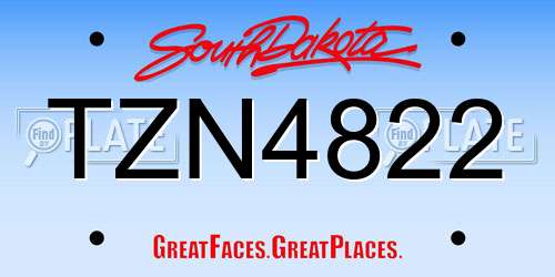TZN4822 South Dakota License Plate