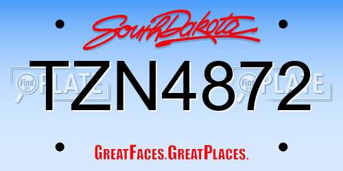 TZN4872 South Dakota License Plate