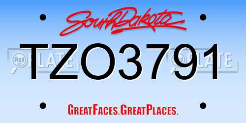 TZO3791 South Dakota License Plate