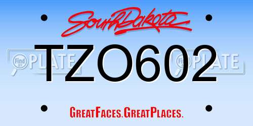 TZO602 South Dakota License Plate